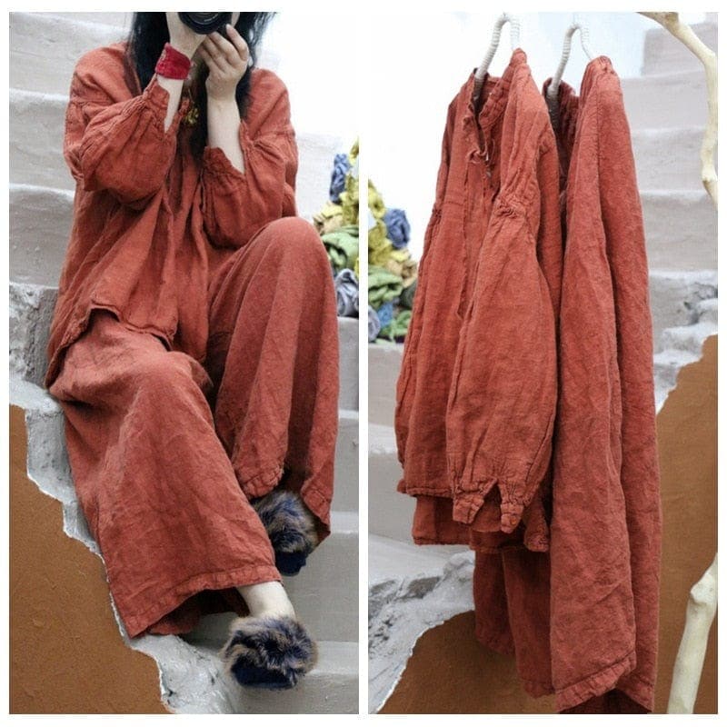 Oversized Solid Color Linen Shirt | Lotus Buddhatrends