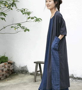 Patchwork Long Cotton Linen Cardigan Buddhatrends