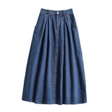Pleated High Waist Denim Skirt Buddhatrends