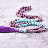 Purple Jasper 108 Mala Beads Tassel Necklace Buddhatrends