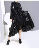 Abstract Black and White Ruffled Shirt Dress | Millennials dylinoshop