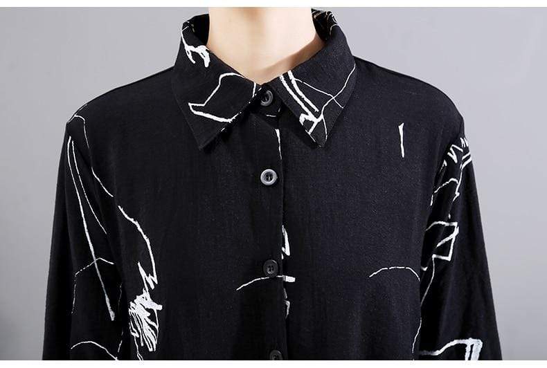Abstract Black and White Ruffled Shirt Dress | Millennials dylinoshop
