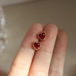 Red Heart 925 Sterling Silver Stud Earrings Buddhatrends