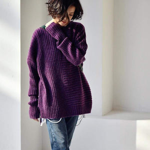 Ashley Purple Cable Knit Sweater Buddhatrends