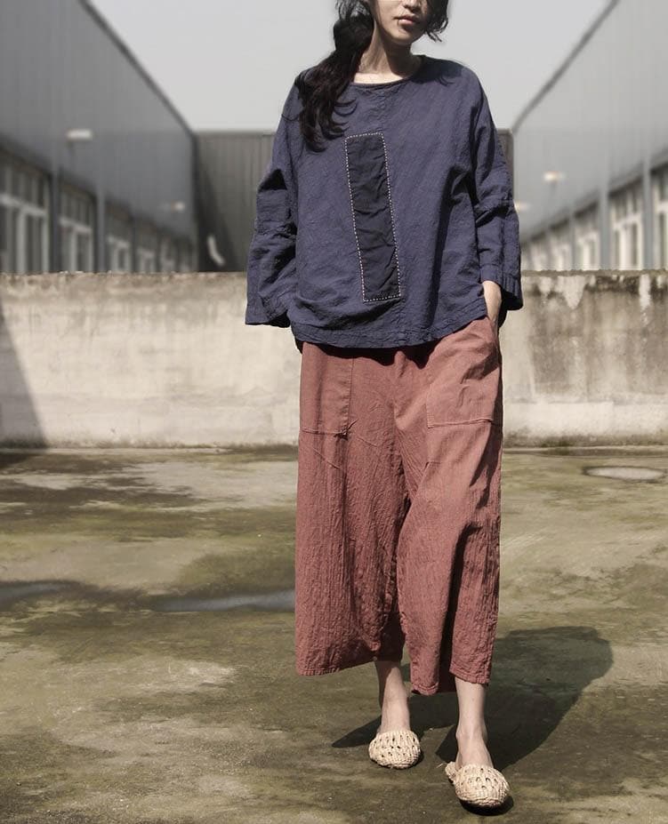 Blue Cotton and Linen Top | Lotus Buddhatrends