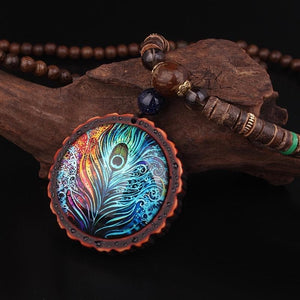Tribal Peacock Feather Necklace Buddhatrends