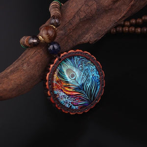 Tribal Peacock Feather Necklace Buddhatrends