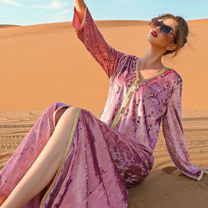 Velvet Pink Maxi Dress | Mandala Buddhatrends