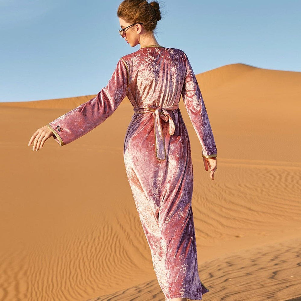 Velvet Pink Maxi Dress | Mandala Buddhatrends