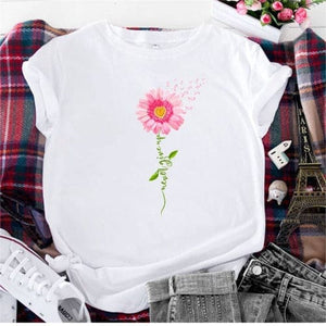 Never Give Up Flower Tee Buddhatrends