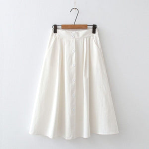 Bella High Waist Pleated Cotton Skirt Buddhatrends