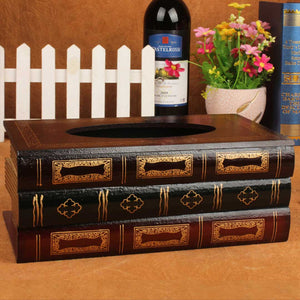 Wooden Book Tissue Box Feajoy
