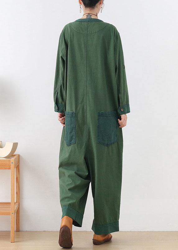 diy Green Retro Casual Fall Denim Romper Outfit dylinoshop