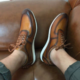 Genuine Leather Oxford  Street Style Sneakers Men's Casual Shoes MCSGT46 dylinoshop