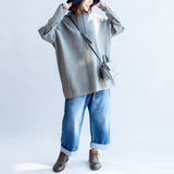 gray green casual hooded woolen blended outwear oversize print knit coats CTS171028