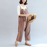 new autumn cotton patchwork prink trousers oversize jumpsuit pants dylinoshop