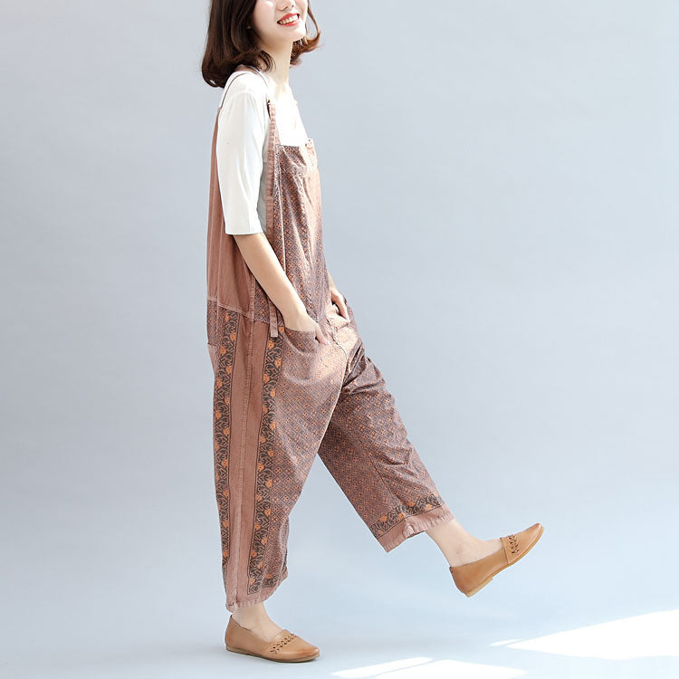 new autumn cotton patchwork prink trousers oversize jumpsuit pants dylinoshop