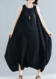 new black sleeveless cotton jumpsuit pants fashion unique women wide leg skirts pants dylinoshop