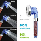 3-Function Adjustable Jetting Shower Head - High Pressure - Saving Water - Anion Filter SPA dylinoshop