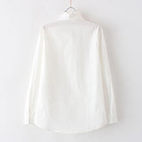 Women Cotton Lace White Shirts Ruffle Slim Soft Blouse dylinoshop