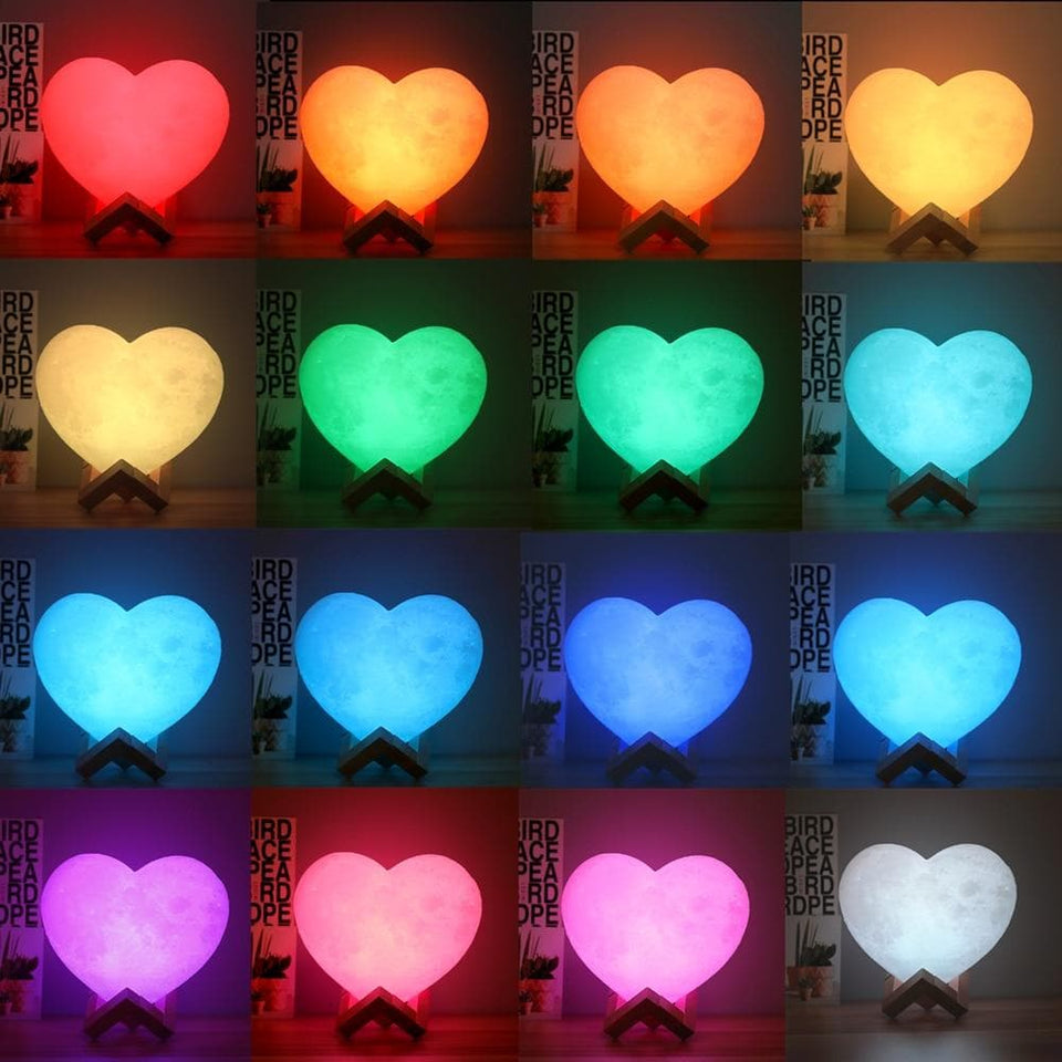 3d Photo Personalized Heart Shape Moon Lamp dylinoshop