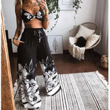Women's Outfits Boho Beach Style Print Underwear Loose Wide Leg Pants Tracksuit dylinoshop