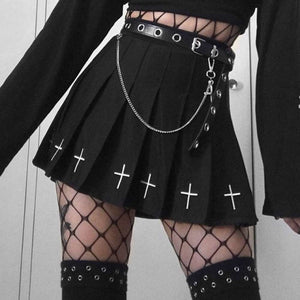 Women E-girl Gothic Lace Mini Pleated Harajuku Streetwear Skirt dylinoshop
