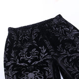 Women Retro Gothic Print Black Pants Goth Harajuku High Waist Flared Pants dylinoshop