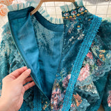 Women French Lace Stitching Beaded Jacquard Dress dylinoshop