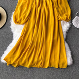 Women's Slash Neck Long Sleeve Midi Dress dylinoshop