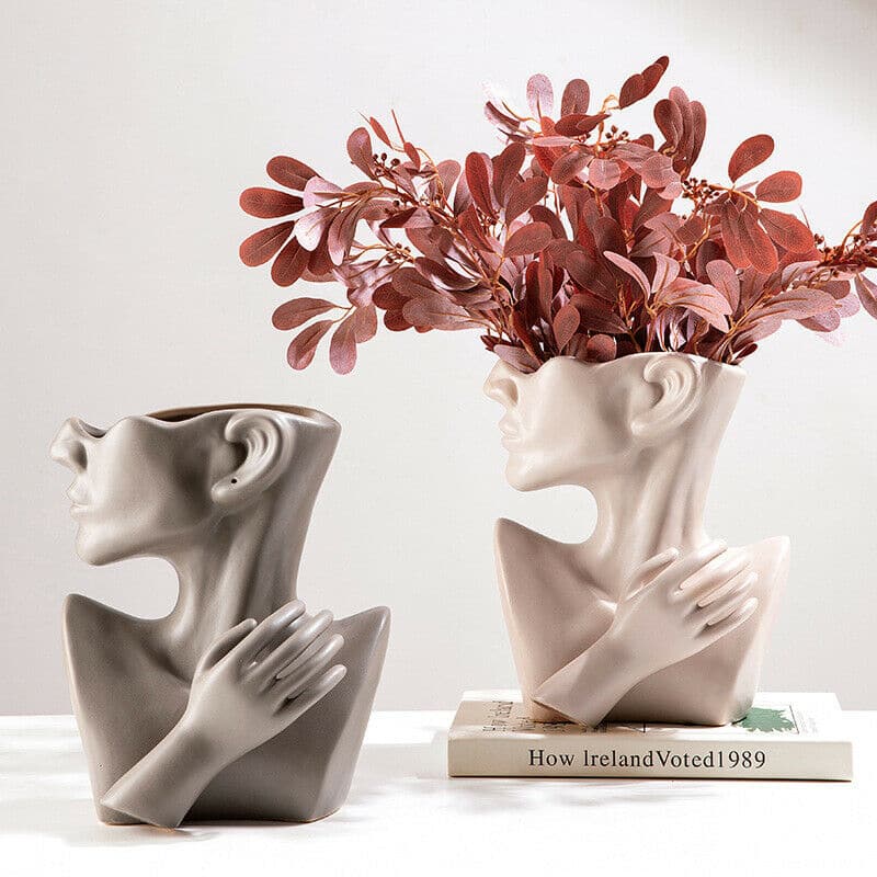 Woman Face Ceramic Plant Vase feajoy