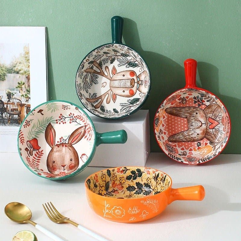 Single Handle Baking Bowl (Hand Painted) dylinoshop