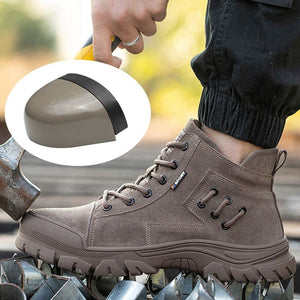 Suede Cowhide Work Safety Boots Anti-smashing Men's Casual Shoes KWCS38 dylinoshop