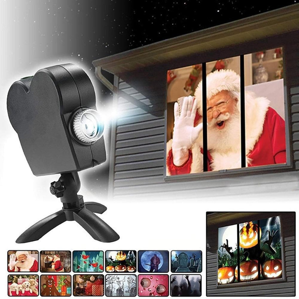 Window Projector with Animated Holiday Season Display DYLINOSHOP
