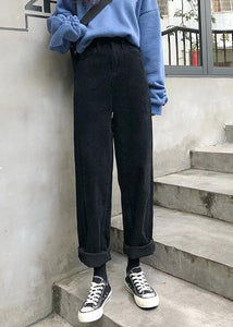 winter black wild trousers corduroy casual wide leg pants LPTS191106