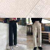 winter black wild trousers corduroy casual wide leg pants LPTS191106