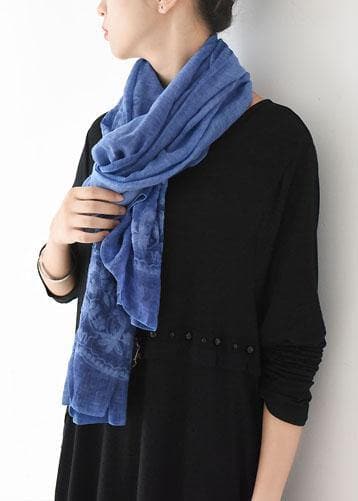 winter women embroidery cotton blended scarf rectangular blue big scarves AM-SCF191107