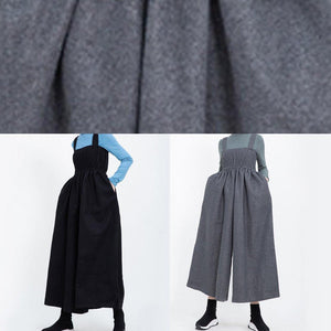 women black Cinched wool blended pants loose casual women jumpsuit pants dylinoshop