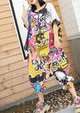 women summer blended floral pants plus size patchwork color short sleeve jumpsuit pants dylinoshop